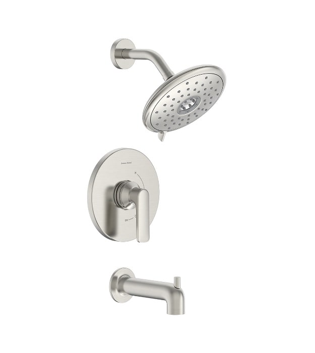 Aspirations Pressure Balance Tub-And-Shower Kit 8 American Standard Aspirations Brushed Nickel Shower Kit With Spout TU061508.295