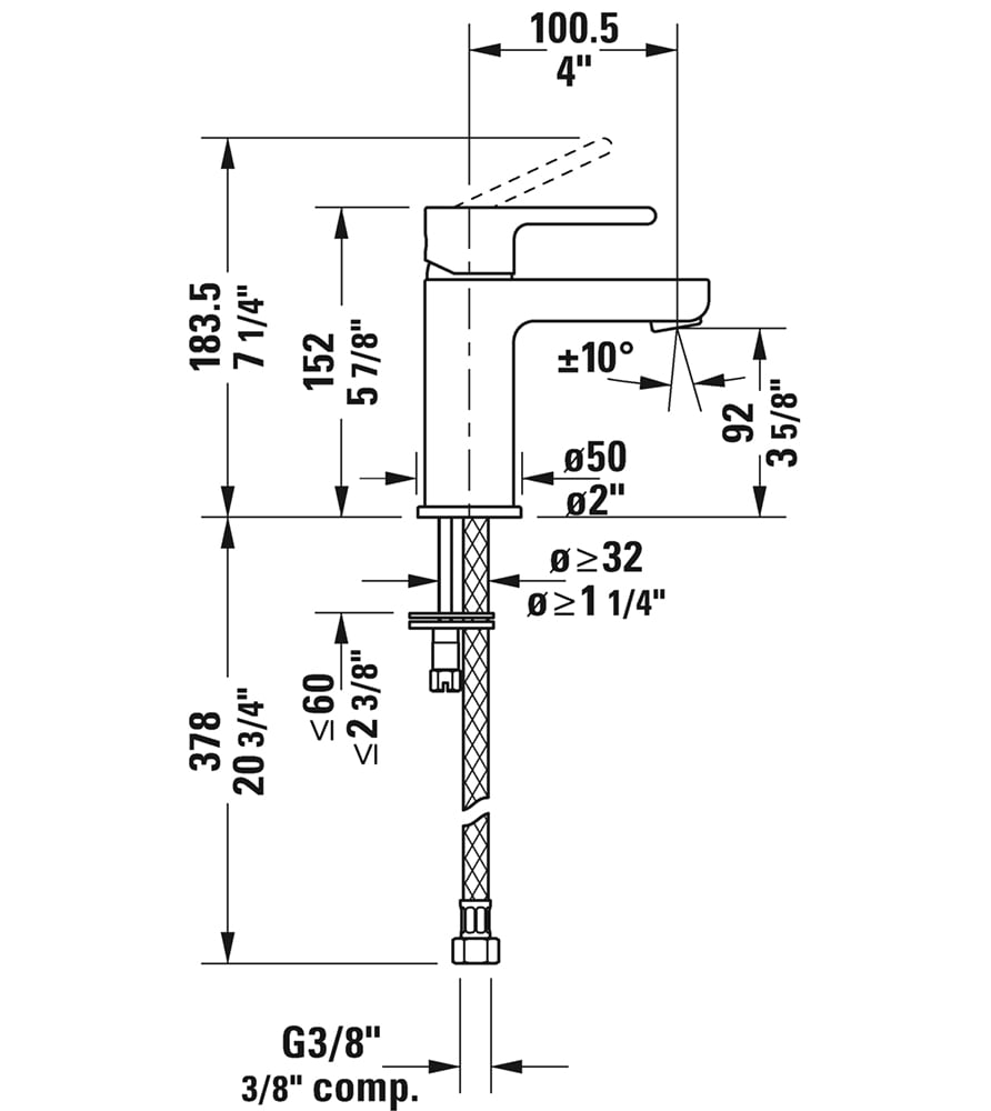 Duravit B.2 Small Single Handle Lavatory Faucet 8 Duravit B.2 Small Single Handle Lavatory Faucet - Image 3