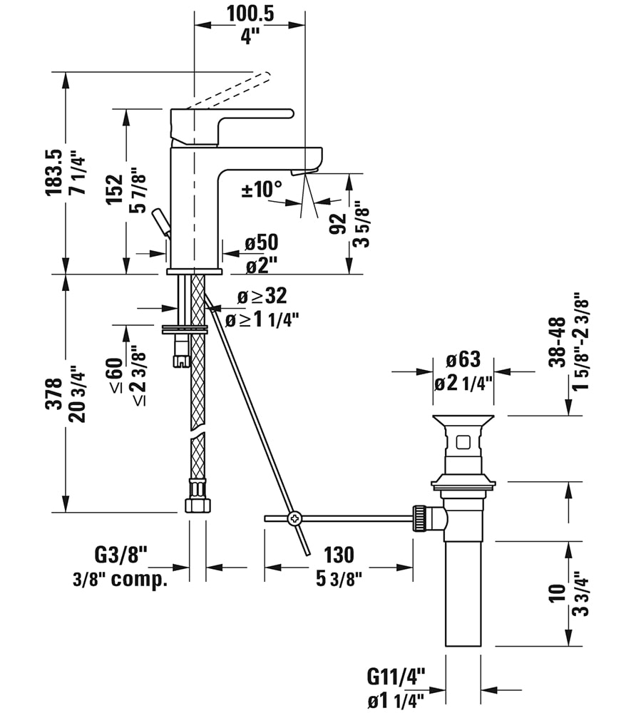 Duravit B.2 Small Single Handle Lavatory Faucet 9 Duravit B.2 Small Single Handle Lavatory Faucet - Image 4