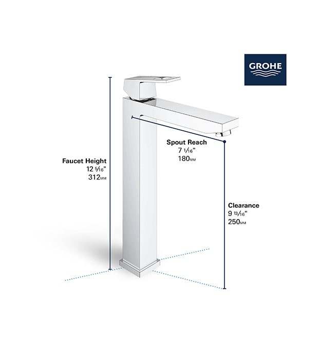 Grohe EuroCube Single-Handle Vessel Faucet 12 Grohe EuroCube Single-Handle Vessel Faucet - Image 7