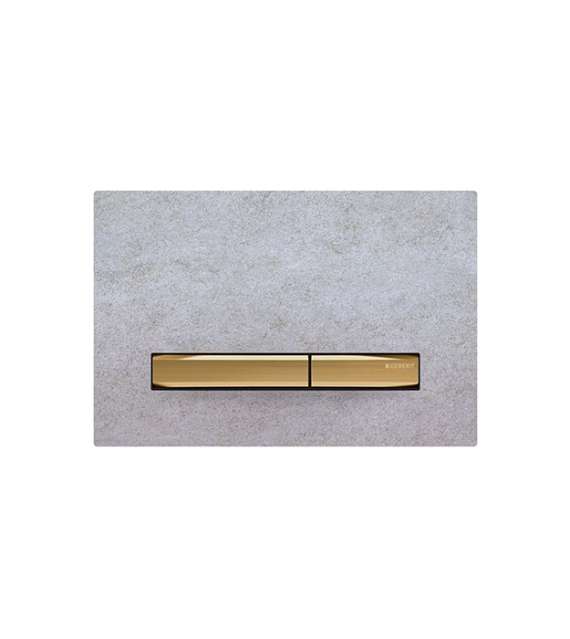 Geberit Sigma50 Series Brass Accent Flush Plates 2 Geberit Sigma50 Zinc-Brass Concrete Flush Plates