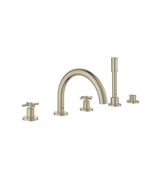 Grohe Atrio 5-Hole Rim-Mount Bathtub Faucet 9 Grohe Atrio New 5-Hole Deck-Mount Bathtub Faucet Cross BN-min
