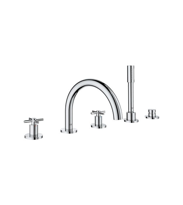 Grohe Atrio 5-Hole Rim-Mount Bathtub Faucet 7 Grohe Atrio New 5-Hole Deck-Mount Bathtub Faucet Cross C-min