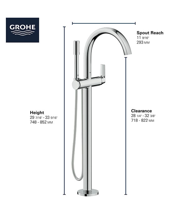 Grohe Defined Freestanding Single-Handle Tub Faucet 9 Grohe Defined Tub Filler S1-min