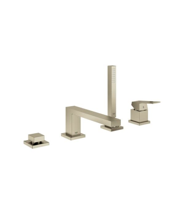 Grohe EuroCube 4-Hole Deck Mount Modern Tub Filler 7 Grohe 19897EN1 EuroCube Brushed Nickel 4-Hole Deck Mount Tub Filler