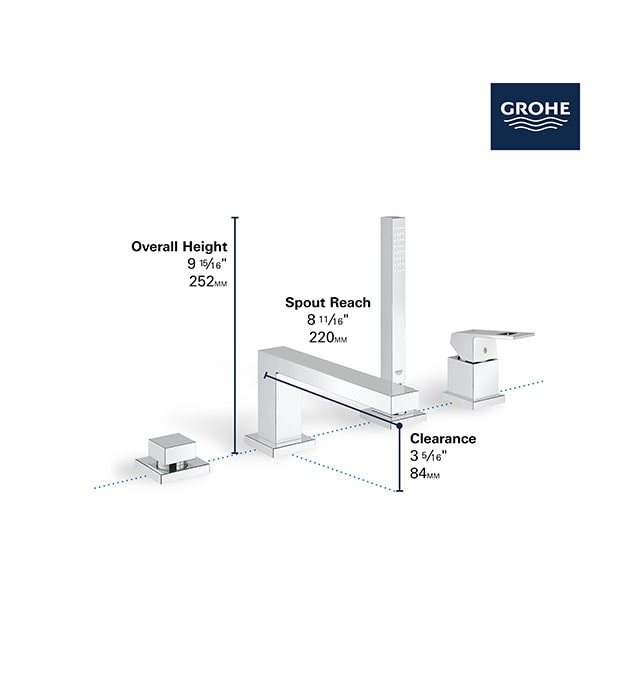 Grohe EuroCube 4-Hole Deck Mount Modern Tub Filler 9 Grohe EuroCube Deck Mount Modern Tub Filler S1-min