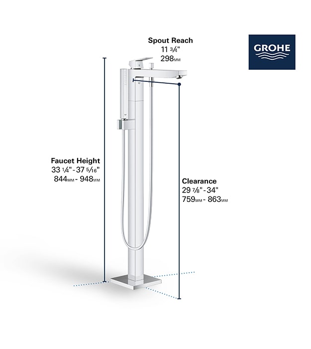 Grohe EuroCube Freestanding Modern Tub Filler 23672001 10 Grohe 23672001