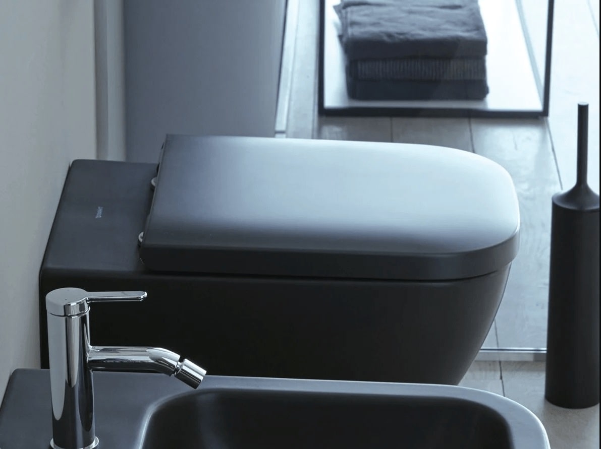 Black Wall-Hung Toilet & Anthracite Wash Basin 4 Duravit Canada