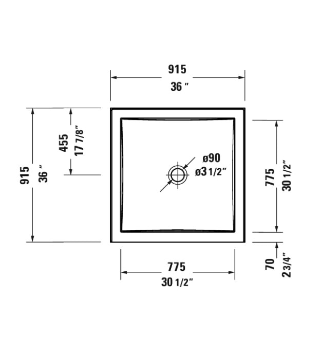 Duravit Architec 36" x 36" Square Shower Base 720252 7 Duravit 720252000000090