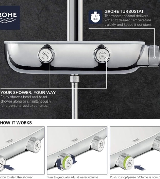 Grohe Smartcontrol Thermostatic Exposed Shower 26379000 11 Grohe Smartcontrol Thermostatic Exposed Shower 26379000 - Image 6