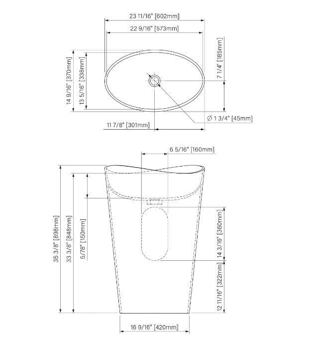 Slik Portfolio Evoque Solid Surface Pedestal Sink 9 Slik Portfolio Evoque Solid Surface Pedestal Sink - Image 4