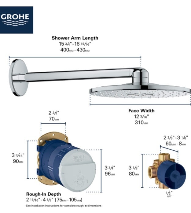 Grohe Rainshower Smartactive 310 12" Shower Head 11 Grohe Rainshower Smartactive 310 12" Shower Head - Image 6