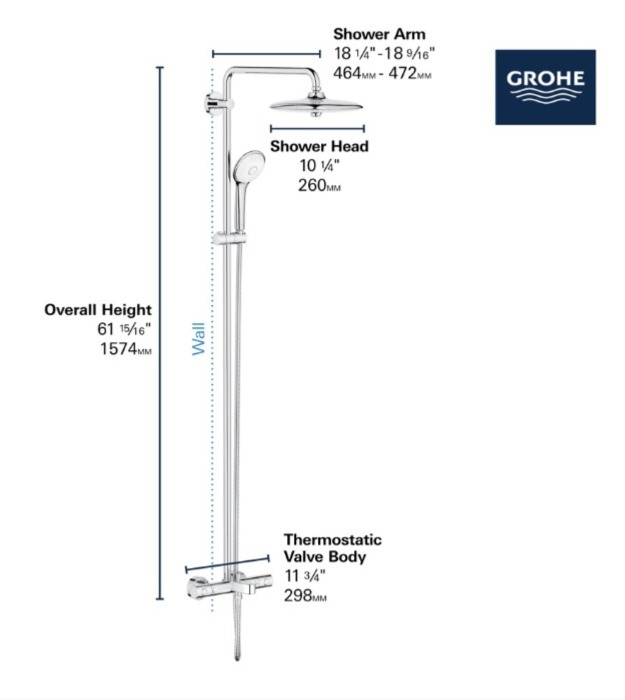 Grohe Euphoria 260 Thermostatic Tub/Shower System 10 Grohe Euphoria 260 Thermostatic Tub/Shower System - Image 5