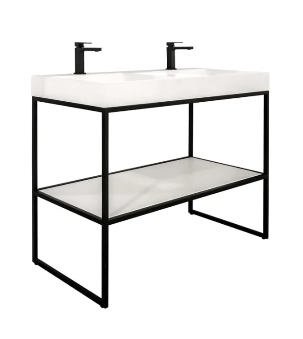 Slik Portfolio Solid Surface Modern Vanity Dual Bowl 2 Slik Portfolio Solid Surface Vanity