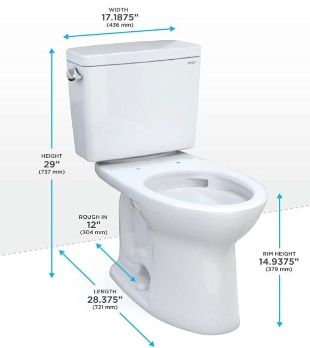 TOTO Drake Regular Height CST776CEG#01 Elongated Toilet No Seat 12 TOTO Drake CST776CEG#01 Two-Piece Toilet Dimensions