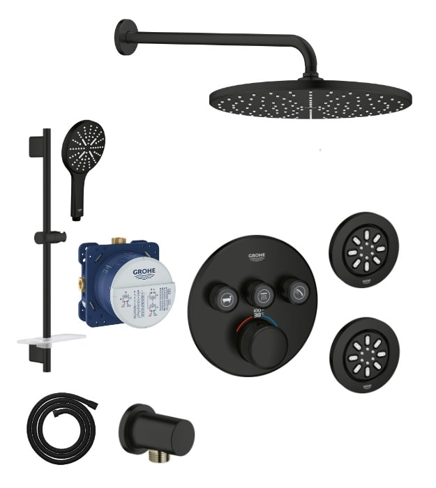 Grohe Grohtherm Smartcontrol Black Triple Function Shower Set 5 Grohe Matte Black Smartcontrol Triple Function Shower Set