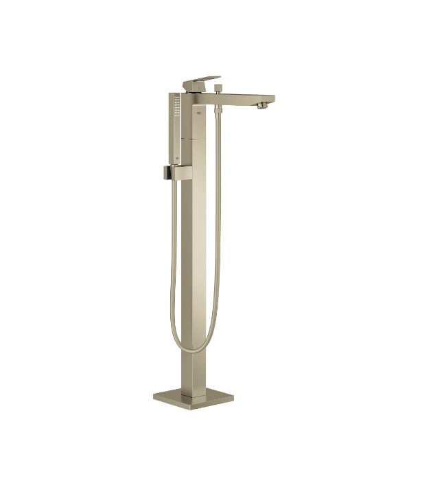 Grohe EuroCube Freestanding Modern Tub Filler 23672001 7 Grohe Brushed Nickel 23672EN1 Eurocube Freestanding Tub Filler