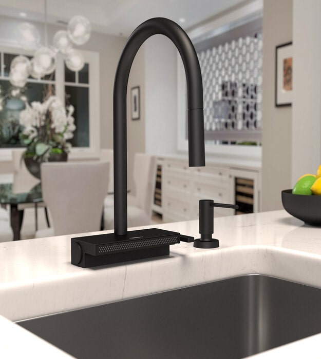 Hansgrohe Aquno Select HighArc Kitchen Faucet 73837671 8 hansgrohe_aquno_select_73837671_matte_black_kitchen_faucet