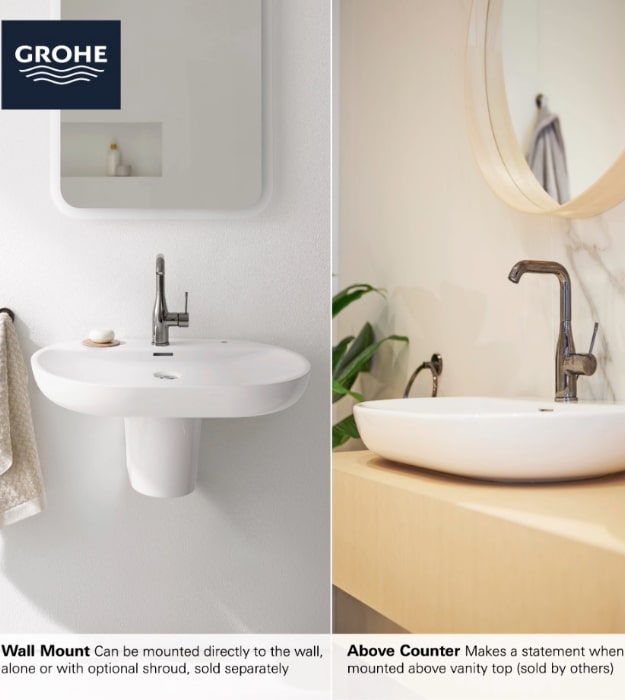 Grohe Essence Bathroom Sink 27" Wall-Mount 10 Grohe Above Counter Bathroom Sink 39669000