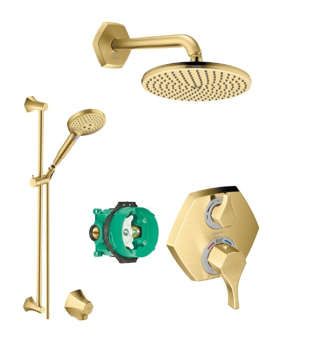 Hansgrohe Locarno Shower Set Thermostatic Gold 2.5GPM 11 Hansgrohe Locarno Shower Set