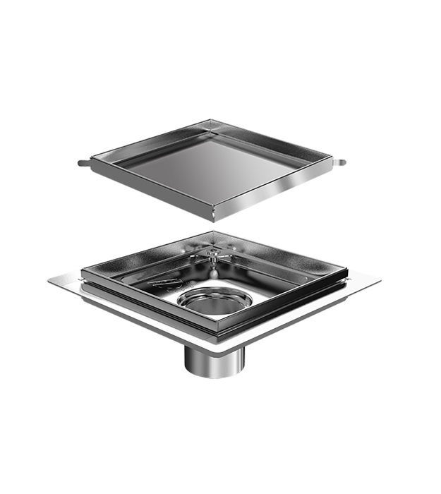 Zitta 6X6 Stainless Steel Reversible Shower Drain 5 Zitta Square Reversible Shower Drain tilable
