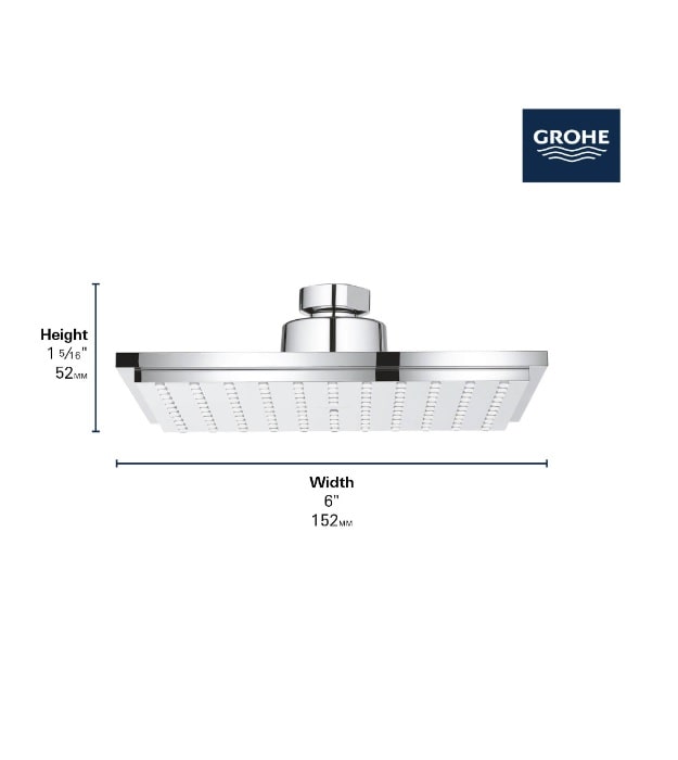 Grohe Euphoria Cube 150 6" Black Shower Head 8 Grohe Euphoria Cube 150 6" Black Shower Head - Image 3