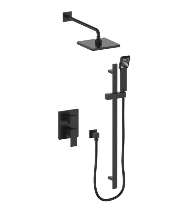 Vogt Kapfenberg Pressure Balance Shower Kit 7 matte black square shower kit