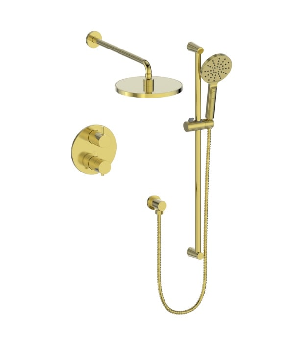 Vogt Worgl 2-Way Thermostatic Shower Trim TM.OR.220.220 8 Brushed Gold TM.OR.220.220.BG Thermostatic Shower Kit