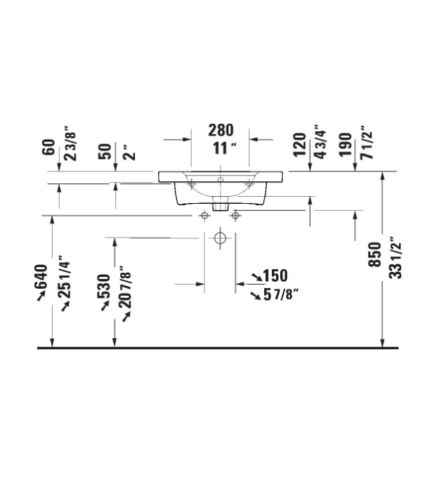 Duravit Aurena Wall Mounted Sink 238760 11 Duravit Aurena Wall Mounted Sink 238760 - Image 6