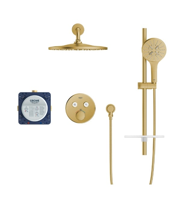 Grohe Brushed Gold thermostatic Shower Kit 103070GN00 7 Grohe 103070GN00