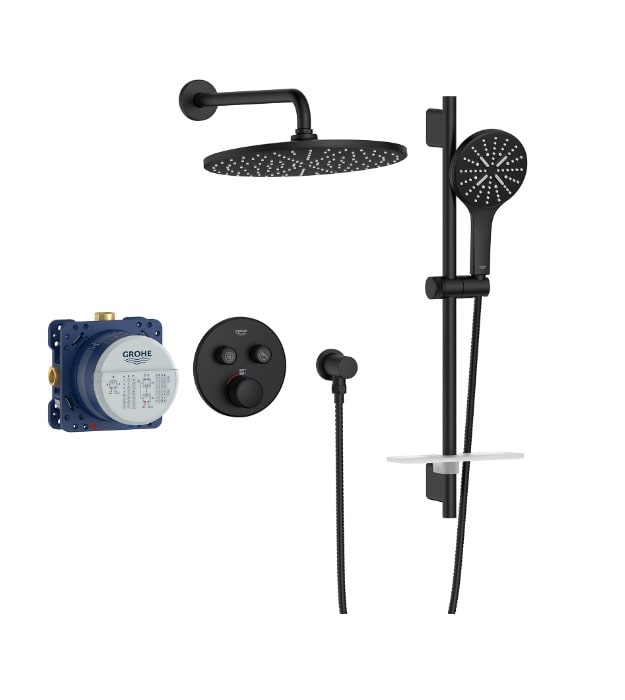 Grohe 1030702430 Thermostatic Matte Black Shower Kit 3 Grohe 1030702430 Matte Black Shower Kit