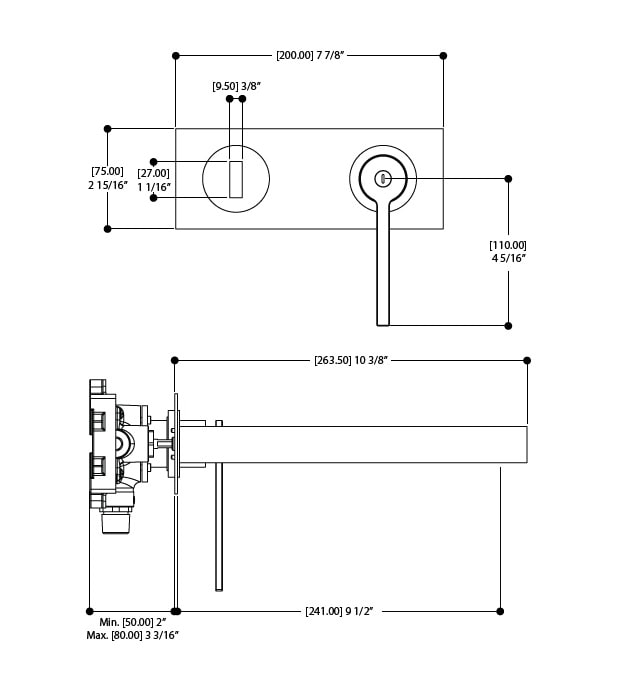 Aquabrass TIME Wallmount Lavatory Faucet 51N29 8 Aquabrass TIME Wallmount Lavatory Faucet 51N29 - Image 3