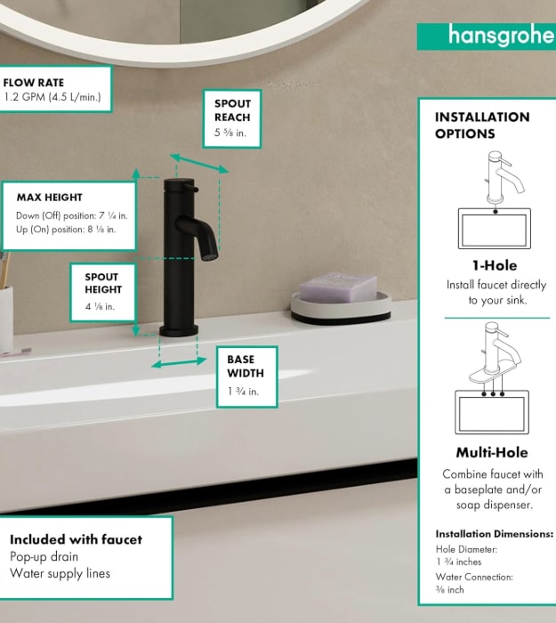 Hansgrohe Tecturis S Single-Hole Faucet 110 W/ Drain 10 Hansgrohe Tecturis S Single-Hole Faucet 110 W/ Drain - Image 5