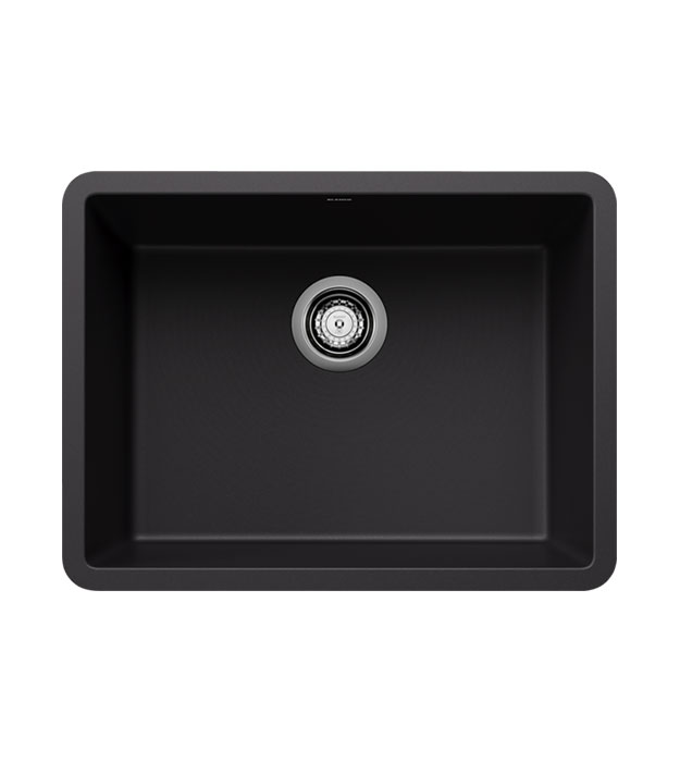 Blanco Precis 24 Single Bowl Silgranit Kitchen Sink 5 Blanco Precis 24 - Coal Black Single Bowl SILGRANIT Undermount Kitchen Sink