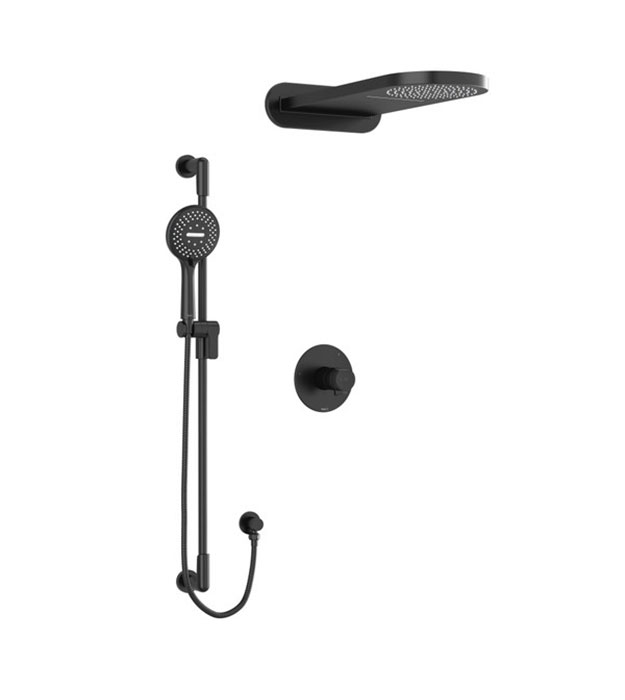 Riobel Parabola KIT2745 Shower Kit KIT2745P 8 Riobel Shower Rail And Rain And Cascade Shower Head - Black