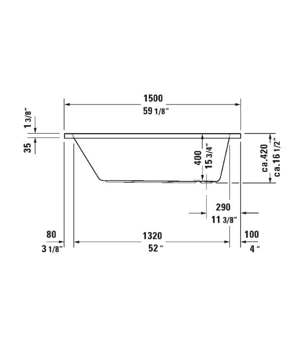 Duravit 59" D-Code Drop-In Bathtub 700095 10 Duravit 59" D-Code Drop-In Bathtub 700095 - Image 5