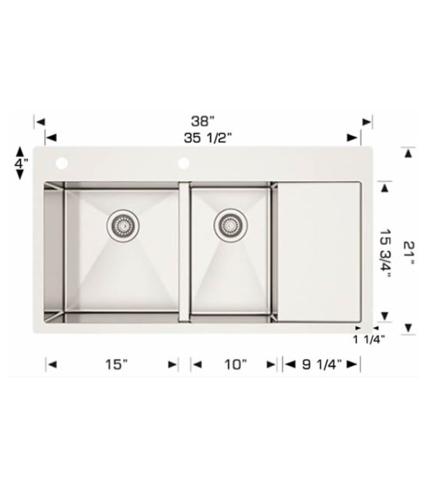 Bosco 202138 38"Drop In Kitchen Sink 5 Bosco 202138 38"Drop In Kitchen Sink