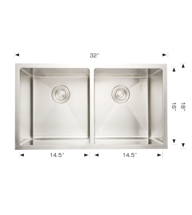 Bosco 203318 Plus 32" Double Bowl Kitchen Sink
