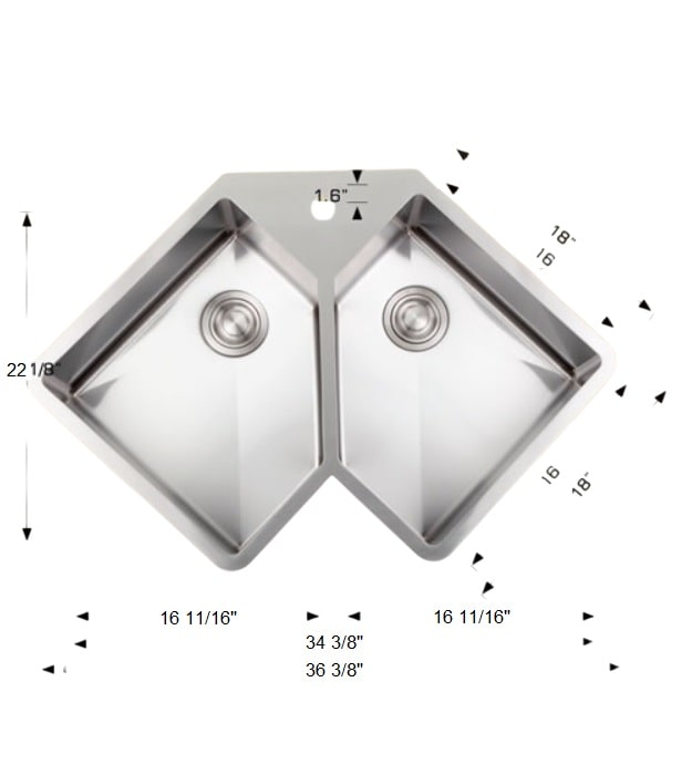 Bosco 203347 Plus 16 Gauge Kitchen Corner Sink 2 Bosco 203347 Plus 16 Gauge Kitchen Corner Sink