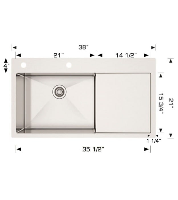 Bosco 203821 38" Steel Drop In Kitchen Sink 2 Bosco 203821 38" Steel Drop In Kitchen Sink