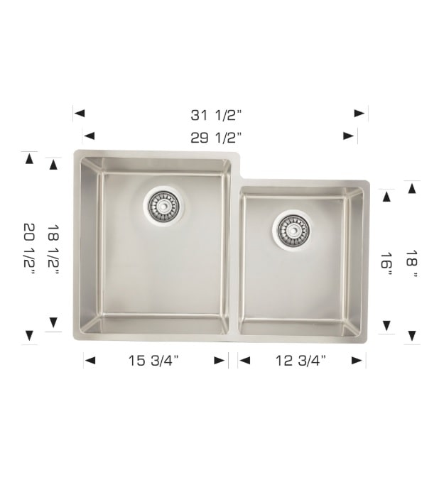 Bosco 207118 Stainless Steel 31" Kitchen Sink 3 Bosco 207118 Stainless Steel 31" Kitchen Sink
