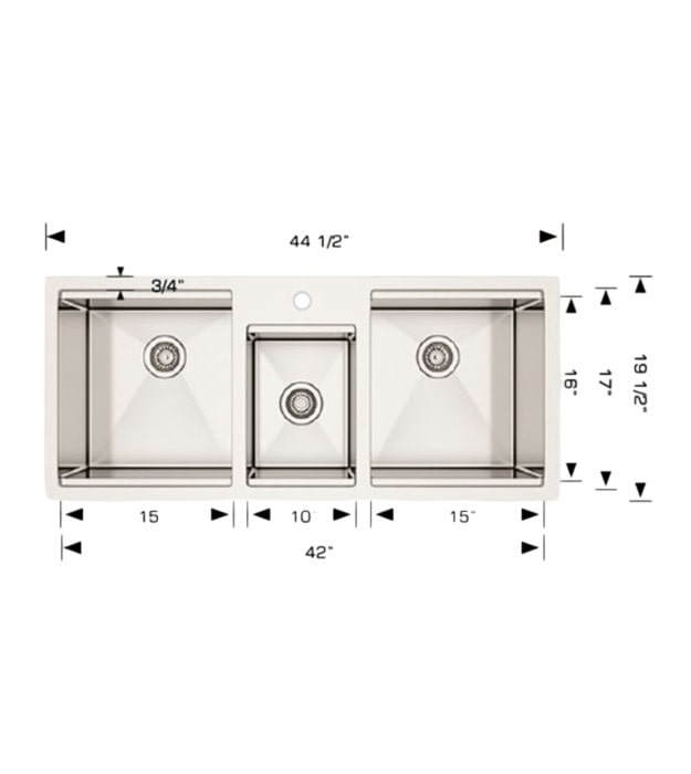 Bosco 224519 Multi-Level 44" Triple Bowl Kitchen Sink 13 Bosco 224519 Multi-Level 44" Triple Bowl Kitchen Sink