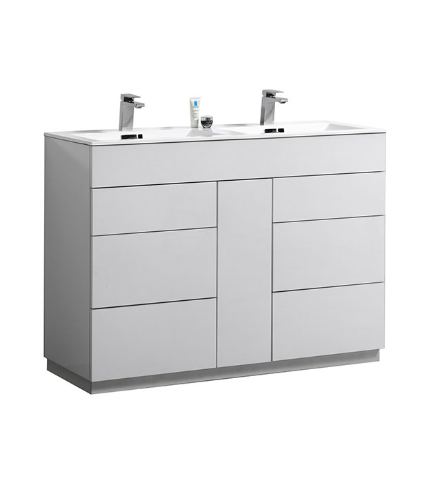 Milano 48″ Double Sink Floor-Mount Vanity KFM48D 17 Milano 48 Double Sink Floor Mount Modern Bathroom Vanity