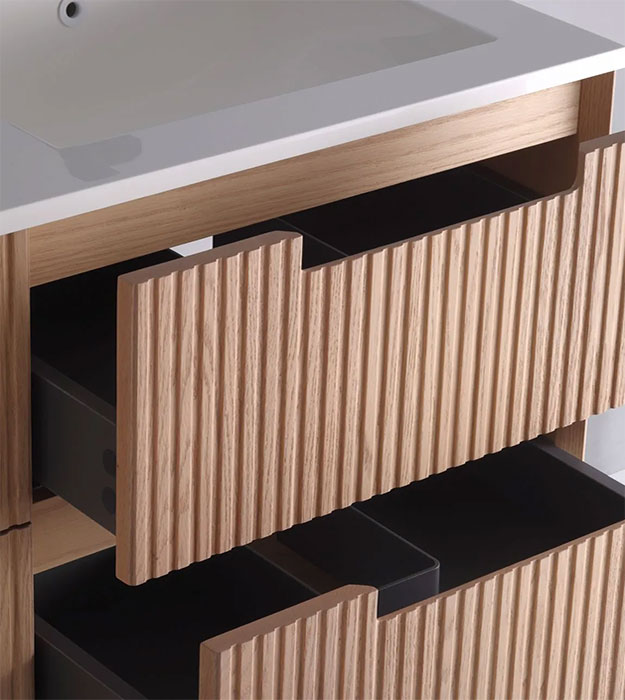 KubeBath Fiore 48" Fluted Wall-Mount Vanity KSW48 10 48” Fiore Modern Wall Mount Double Sink