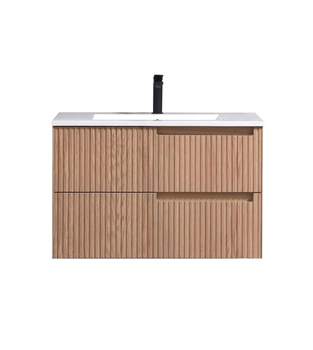 Fiore 32" Fluted Wall-Mount Vanity KSW32-Oakwood 5 Fiore 32" Modern Wall Mount Bathroom Vanity KSW32-Oakwood