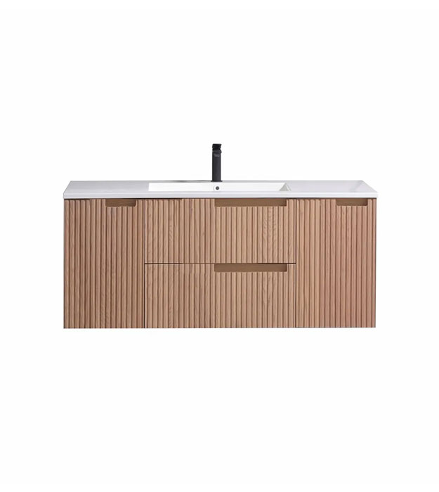 KubeBath Fiore 48" Fluted Wall-Mount Vanity KSW48 7 Fiore 48 Modern Wall Mount Single Sink KSW48