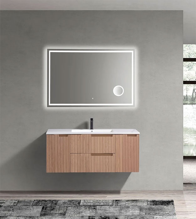 KubeBath Fiore 48" Fluted Wall-Mount Vanity KSW48 9 48” Fiore Modern Wall Mount Single Sink