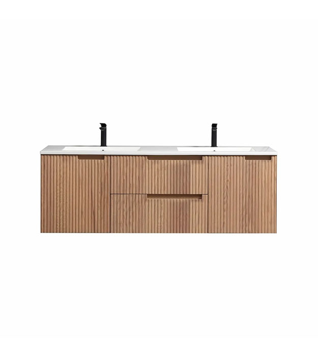 Fiore 60" Double Sink Bathroom Vanity KSW60-Oakwood 4 Fiore 60 Modern Double Sink Bathroom Vanity KSW60-Oakwood