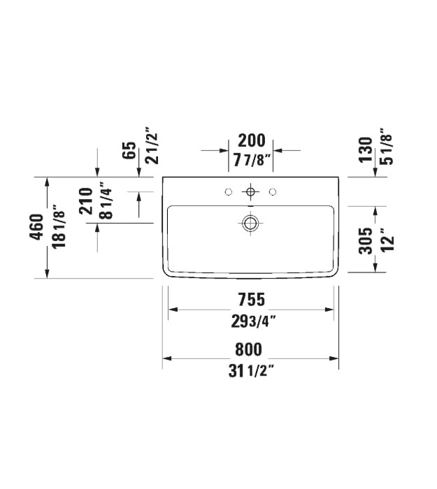 Duravit 237580 No.1 31" Wall Mounted Sink 9 Duravit 237580 No.1 31" Wall Mounted Sink - Image 4