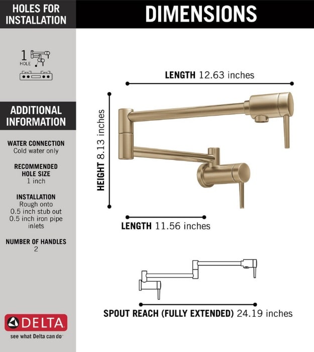 Delta 1165LF Contemporary Wall Mount Pot Filler 12 Delta 1165LF Contemporary Wall Mount Pot Filler - Image 7